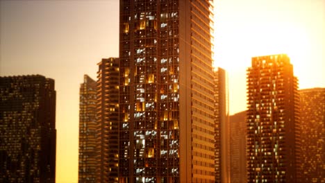 sunset-aerial-shot-of-skyscrapers-of-business-centre